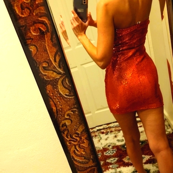 Orange Sequence Dress - Picture 2 of 4